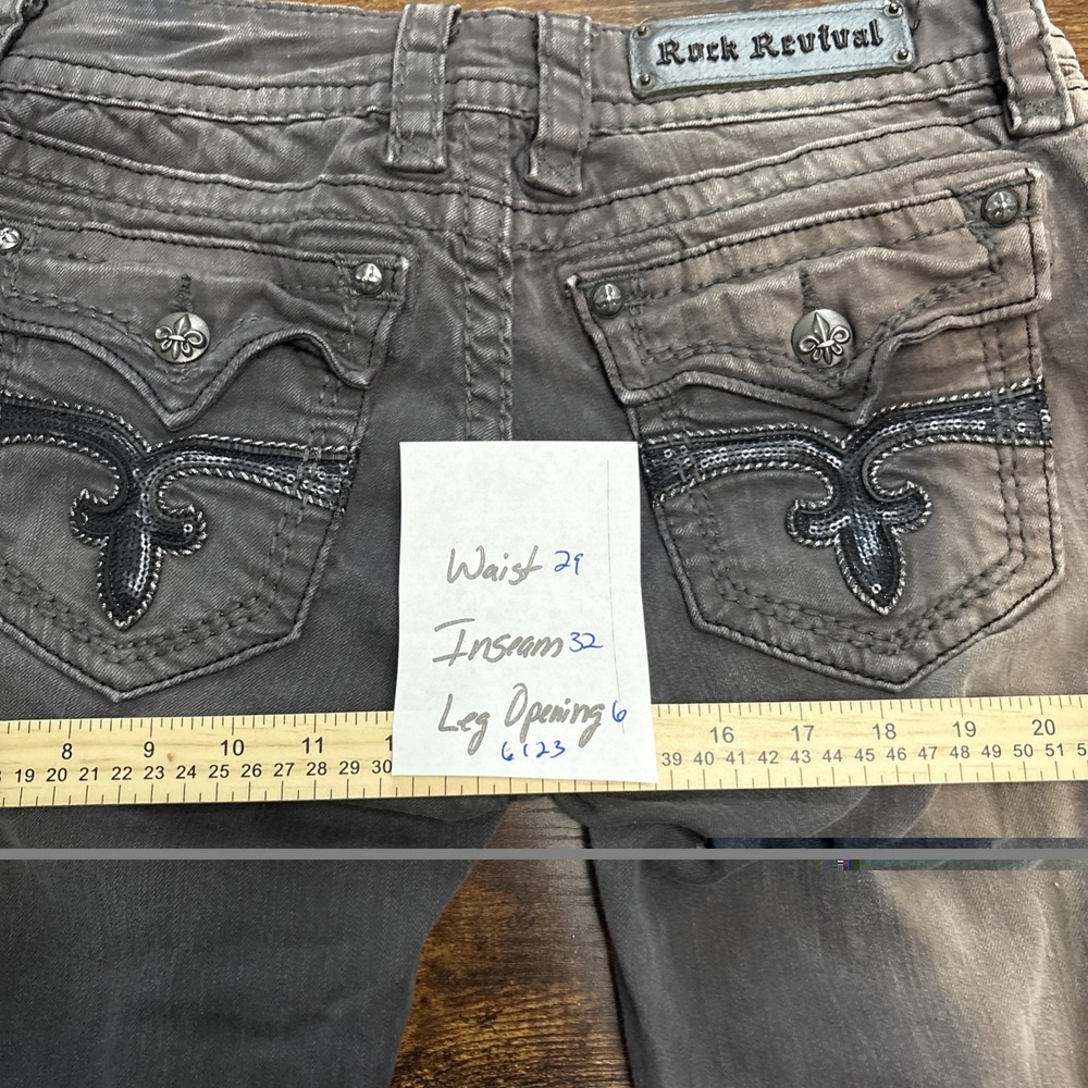 Rock Revival Celine Skinny faded charole Size 29 Stretch Silver Bling Selvage - Picture 11 of 11